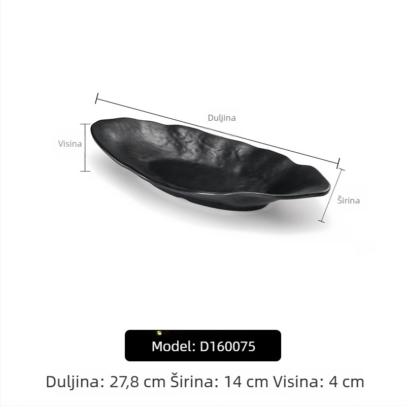 A5 melaminska pločica za hot pot i roštilj, pravokutna crna, plastična imitacija porculana, komercijalna upotreba