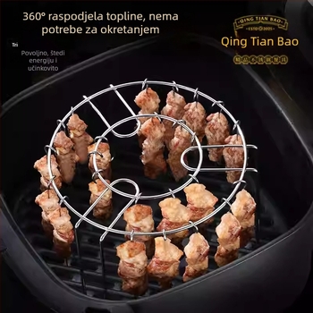 Nehrđajući čelični stalak za air fryer grill, za ražnjiće, dvostruki sloj, višenamjenski kuhinjski roštilj