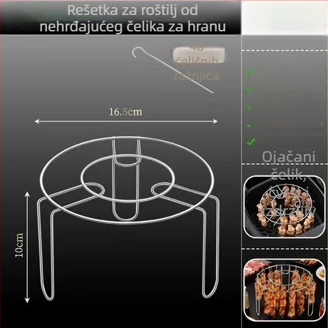 Nehrđajući čelični stalak za air fryer grill, za ražnjiće, dvostruki sloj, višenamjenski kuhinjski roštilj