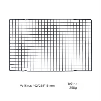 Prijenosna rešetka za hlađenje kolača, pravokutna mreža s sitnim otvorima 40×25 cm, sklopiva, antiadhezivna