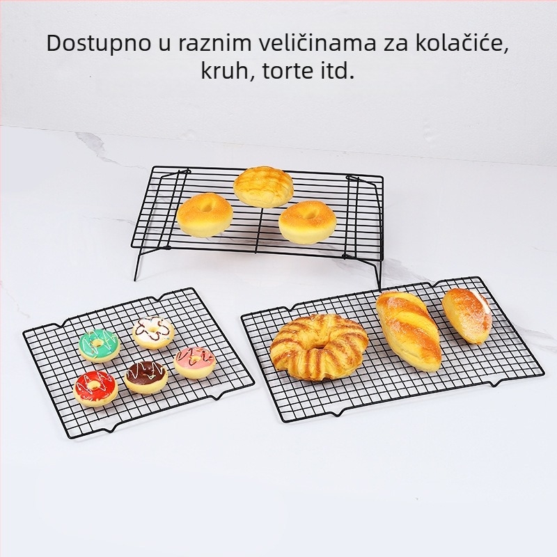 Prijenosna rešetka za hlađenje kolača, pravokutna mreža s sitnim otvorima 40×25 cm, sklopiva, antiadhezivna