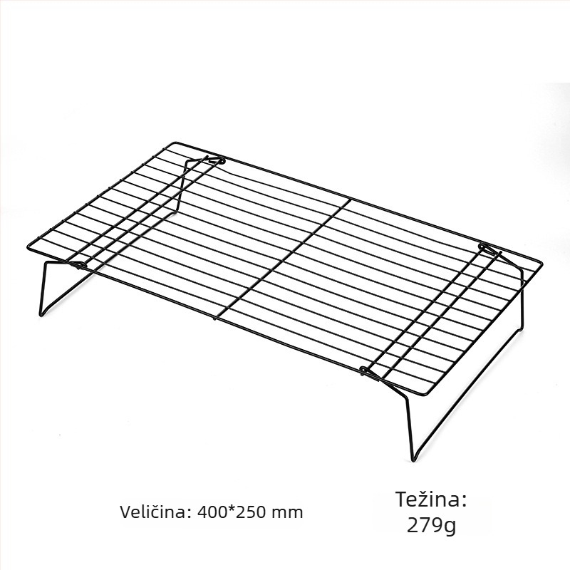 Prijenosna rešetka za hlađenje kolača, pravokutna mreža s sitnim otvorima 40×25 cm, sklopiva, antiadhezivna