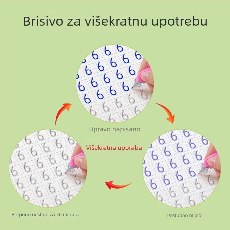 Vježbenik pisanja za djecu predškolske dobi s udubljenjima za kontrolu držanja olovke i vježba crtanja slova