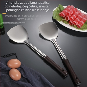 Špatula za kuhanje od nehrđajućeg čelika 201 s drvenom drškom, debela verzija, zaštita od opeklina