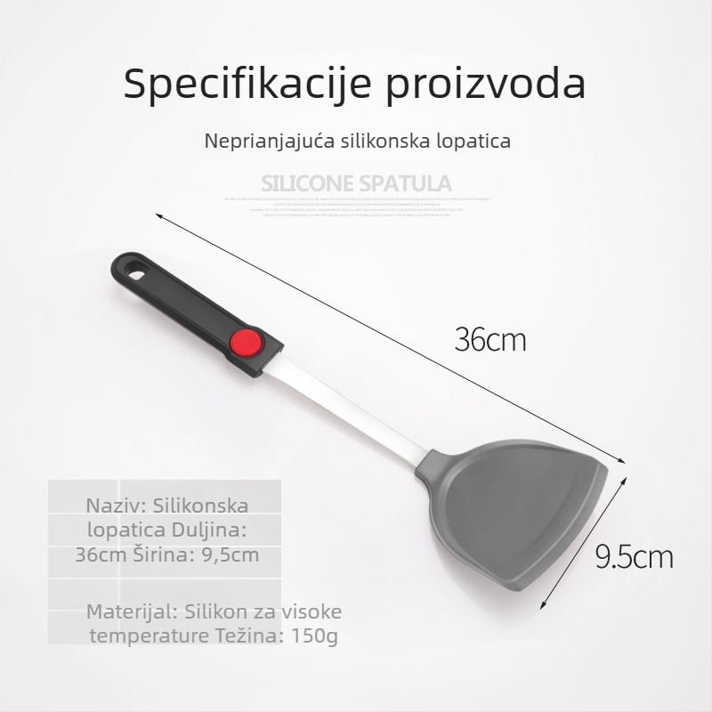 Silicone spatula za kuhanje s nehrđajućim čelom – kuhinjski alat, neprijanjajući, univerzalan