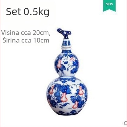 Plavo-bijela porculanska bočica za vino s motivima zodijaka, retro stil, dekorativni zatvarački dodatak