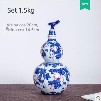 Plavo-bijela porculanska bočica za vino s motivima zodijaka, retro stil, dekorativni zatvarački dodatak