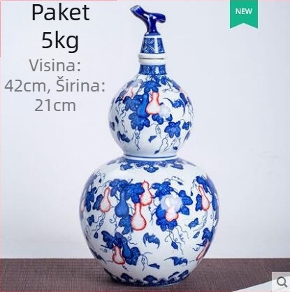 Plavo-bijela porculanska bočica za vino s motivima zodijaka, retro stil, dekorativni zatvarački dodatak