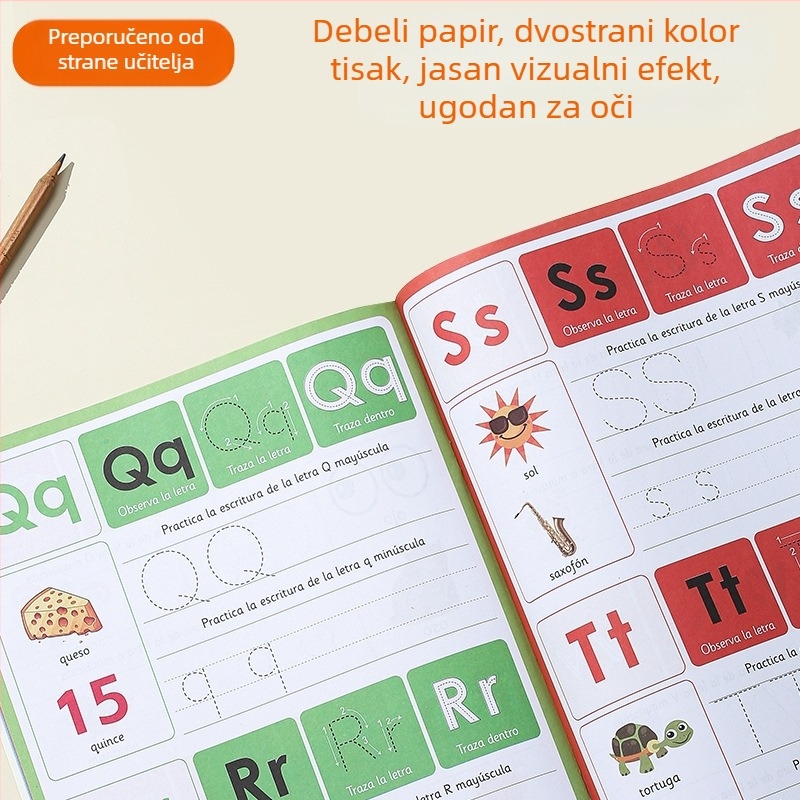 A4 Knjižica za vježbanje pisanja španjolske abecede — vježba kontrole držanja olovke za djecu