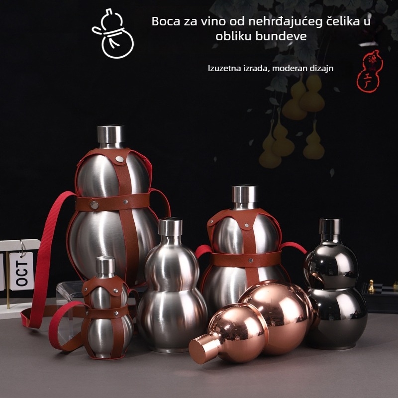 Boca od nehrđajućeg čelika 304, u obliku tikve, prenosna, zatvorena, lagana, retro stil