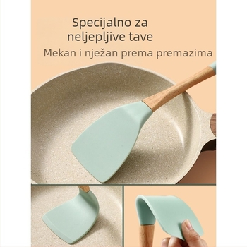 Silikonska špatula za kuhanje, neprijanjajuća, štiti posuđe od ogrebotina, otporna na visoke temperature