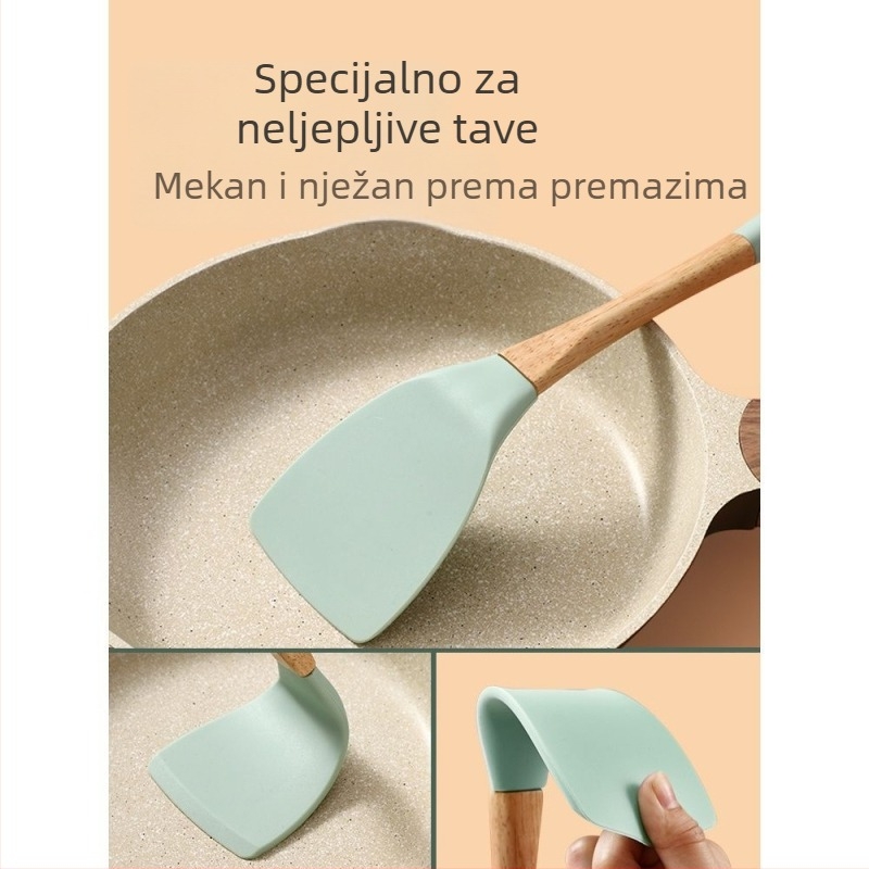 Silikonska špatula za kuhanje, neprijanjajuća, štiti posuđe od ogrebotina, otporna na visoke temperature