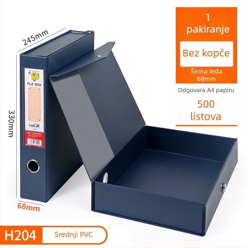 PVC kutija za dokumente s magnetskim zatvaračem, A4 veličine, za dokumente i računovodstvene potvrde