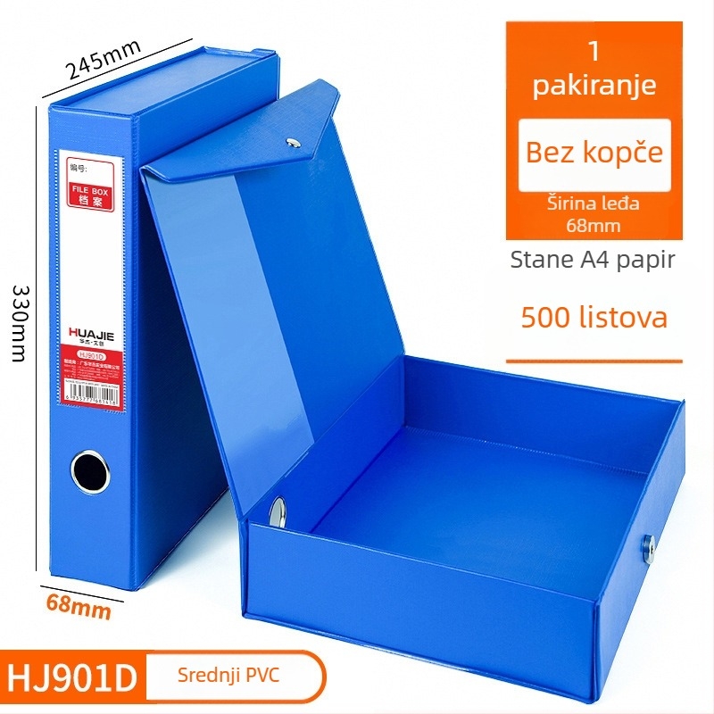 PVC kutija za dokumente s magnetskim zatvaračem, A4 veličine, za dokumente i računovodstvene potvrde