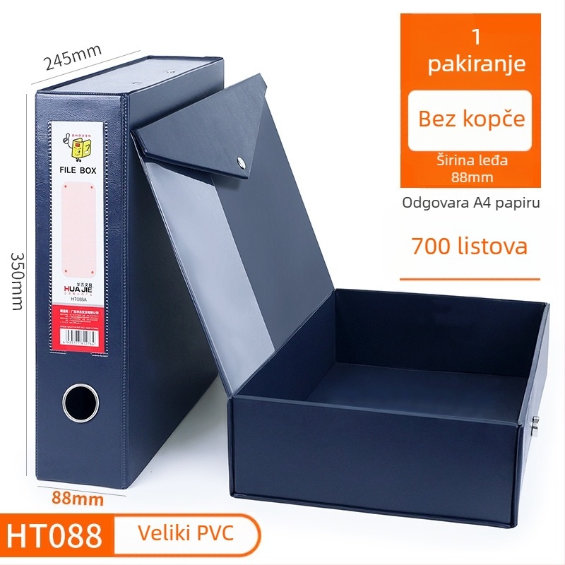 PVC kutija za dokumente s magnetskim zatvaračem, A4 veličine, za dokumente i računovodstvene potvrde