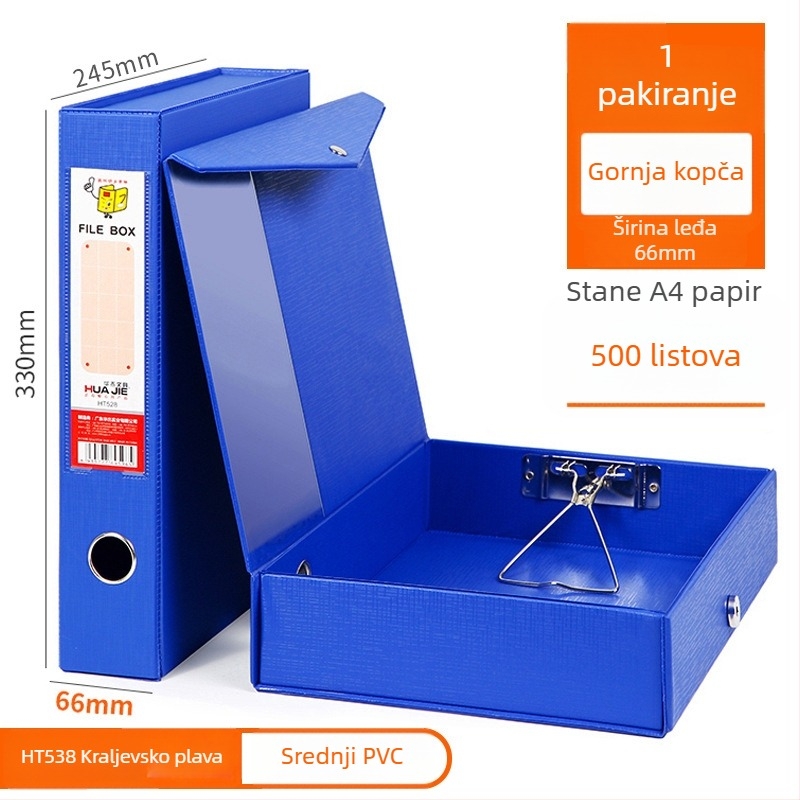 PVC kutija za dokumente s magnetskim zatvaračem, A4 veličine, za dokumente i računovodstvene potvrde