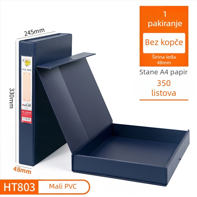 PVC kutija za dokumente s magnetskim zatvaračem, A4 veličine, za dokumente i računovodstvene potvrde