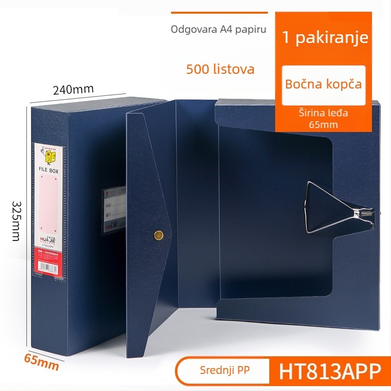 PVC kutija za dokumente s magnetskim zatvaračem, A4 veličine, za dokumente i računovodstvene potvrde