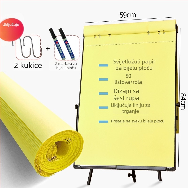 88×59 cm papir za bijelu ploču, 50 listova, veliki listovi za sastanke i pisanje