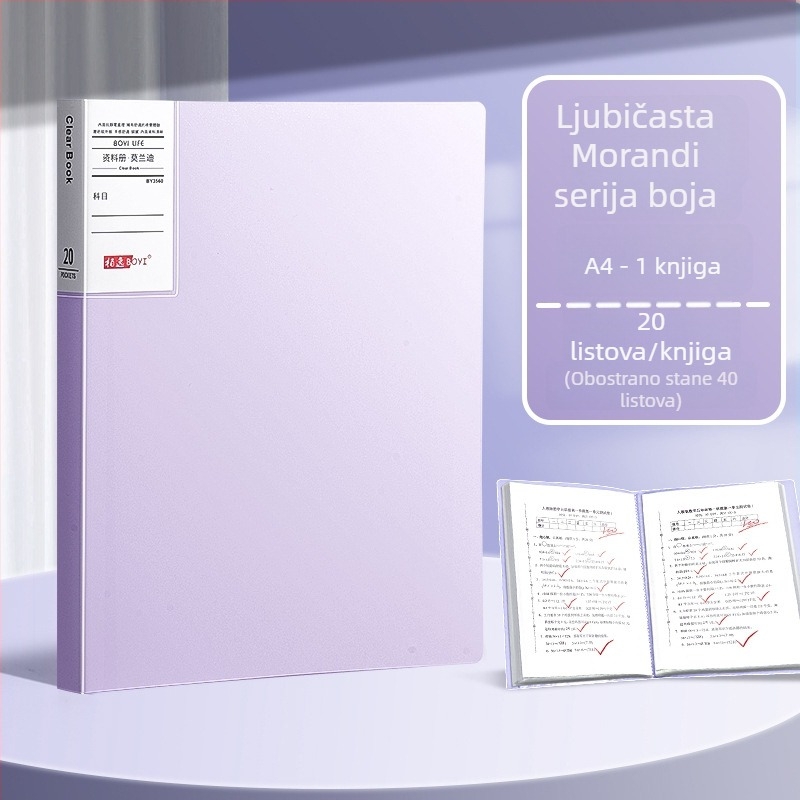 Morandi A4 mapa s prozirnim umetkom za pohranu ispitnih radova, glazbenih partitura i potvrda