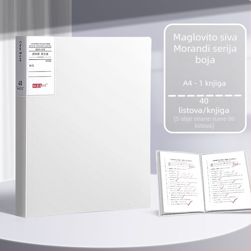 Morandi A4 mapa s prozirnim umetkom za pohranu ispitnih radova, glazbenih partitura i potvrda