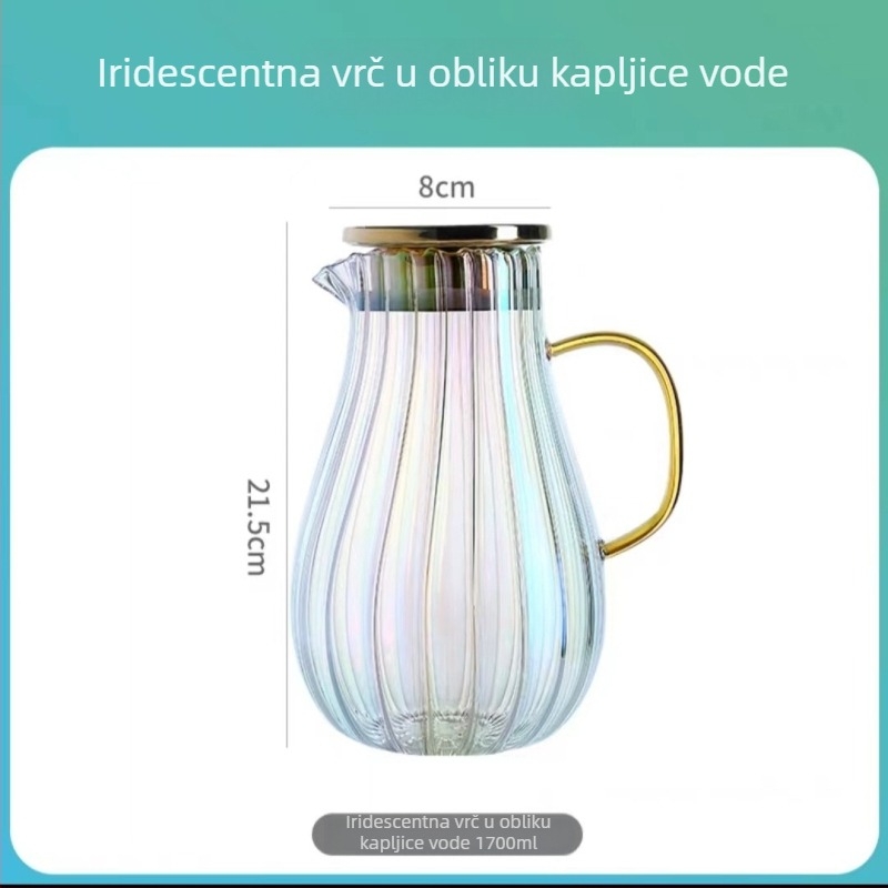 Set staklenih boca za vodu od borosilikatnog stakla s elektroplatiranim premazom, otporan na visoke temperature, s vertikalnim prugama i teksturom kapljica, za kućnu uporabu