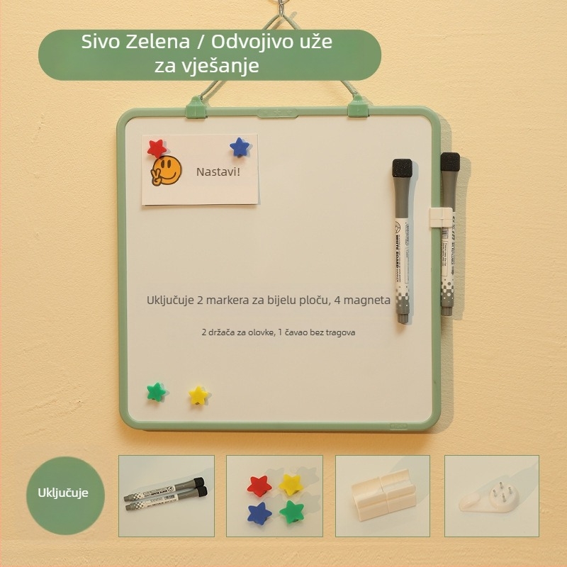 Funi šarolita mini bijela ploča s odvojivim kaišem za djecu, magnetska ploča za učenje i brisanje crteža