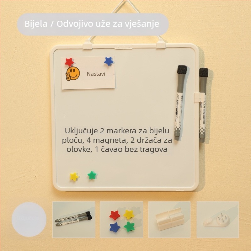 Funi šarolita mini bijela ploča s odvojivim kaišem za djecu, magnetska ploča za učenje i brisanje crteža
