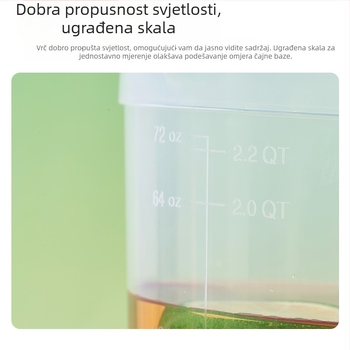 Plastični vrč za vodu velike zapremnine, prehrambene kvalitete, kućna uporaba, s mjernom skalom, vrč za cvjetni čaj
