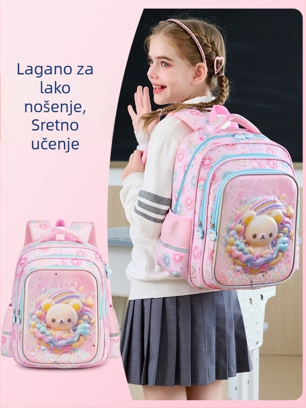 Školska torba s motivom sirene za učenike osnovne škole, lagana, podrška leđa, 3D prozirna ovojnica, veliki kapacitet, crtić dizajn