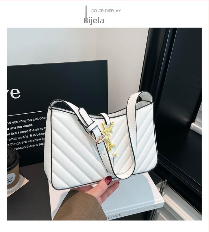 Moderna ženska torbica za ramena - srednje veličine, mali kvadratni oblik, minimalistički dizajn, PU koža