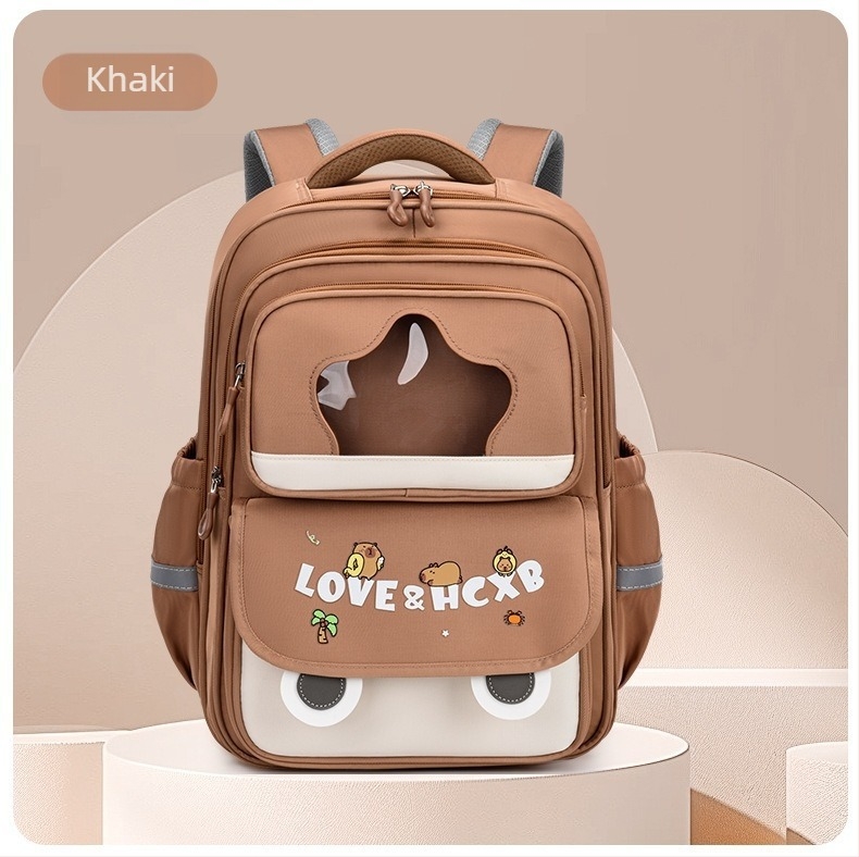Školska torba u cartoon stilu za osnovnoškolce (1., 3. i 6. razred); unisex, dizajn blok boja, zaštita kralježnice, lagana, od Oxford materijala.