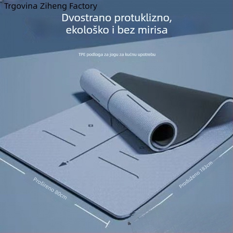 TPE joga prostirka za kućnu upotrebu, za početnike, duljina 185 cm, širina 66 cm, debljina 8 mm, neklizajuća, zvučno izolirana, ublažava udarce, s manjim nedostacima