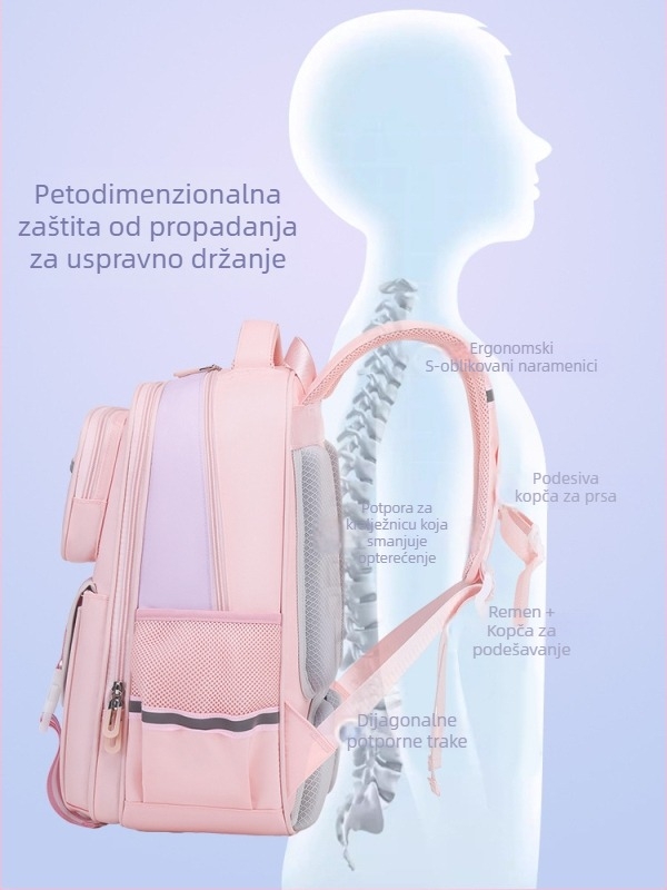 Unisex školski ruksak za djecu od 1. do 6. razreda, lagan, prozračan, vodootporan, s redukcijom opterećenja i zaštitom kralježnice, suvremen stil, Oxford materijal