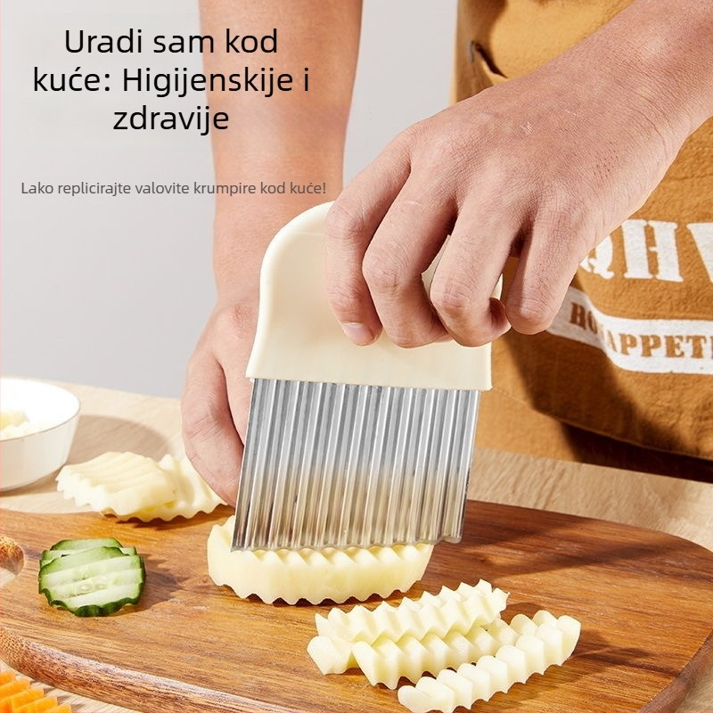 Nož za krumpire od nehrđajućeg čelika s valovitom oštricom, višenamjenski alat za kućnu upotrebu