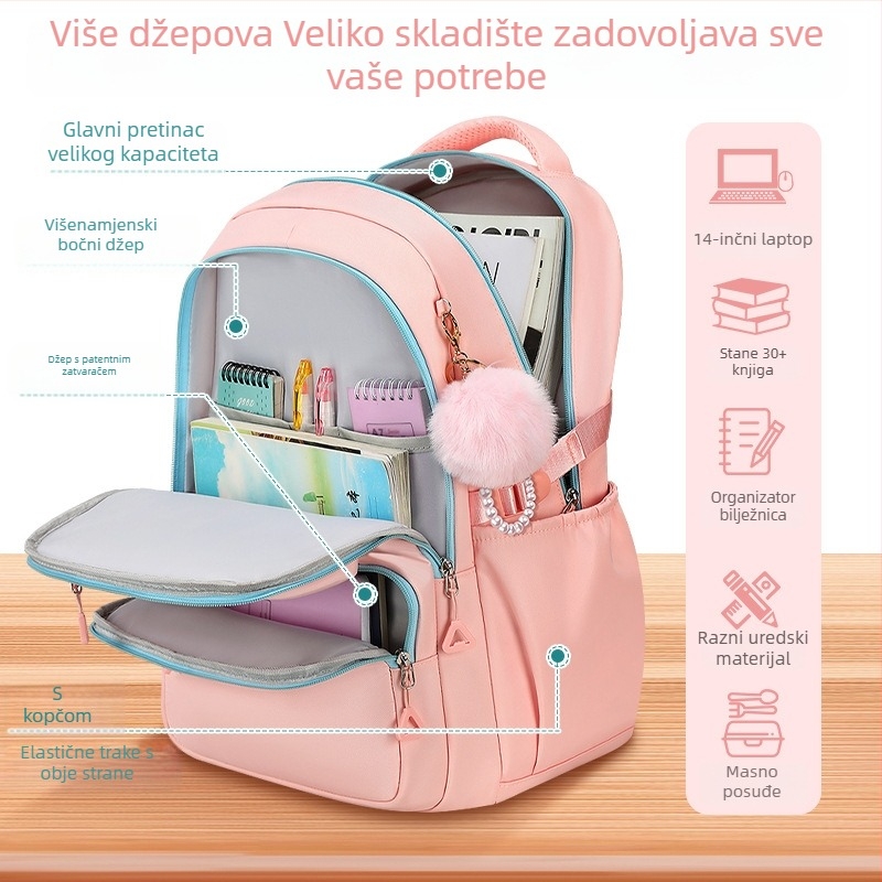 2025 slatka školska torba za osnovnu školu, lagana, vodootporna od Oxford platna, za djevojčice