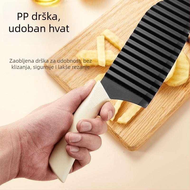 Nož za krumpir s valovitim oštrenjem, valoviti rezač za elegantne ploške krumpira, alat za čips krumpira, dodatni alat za pripremu dječje hrane