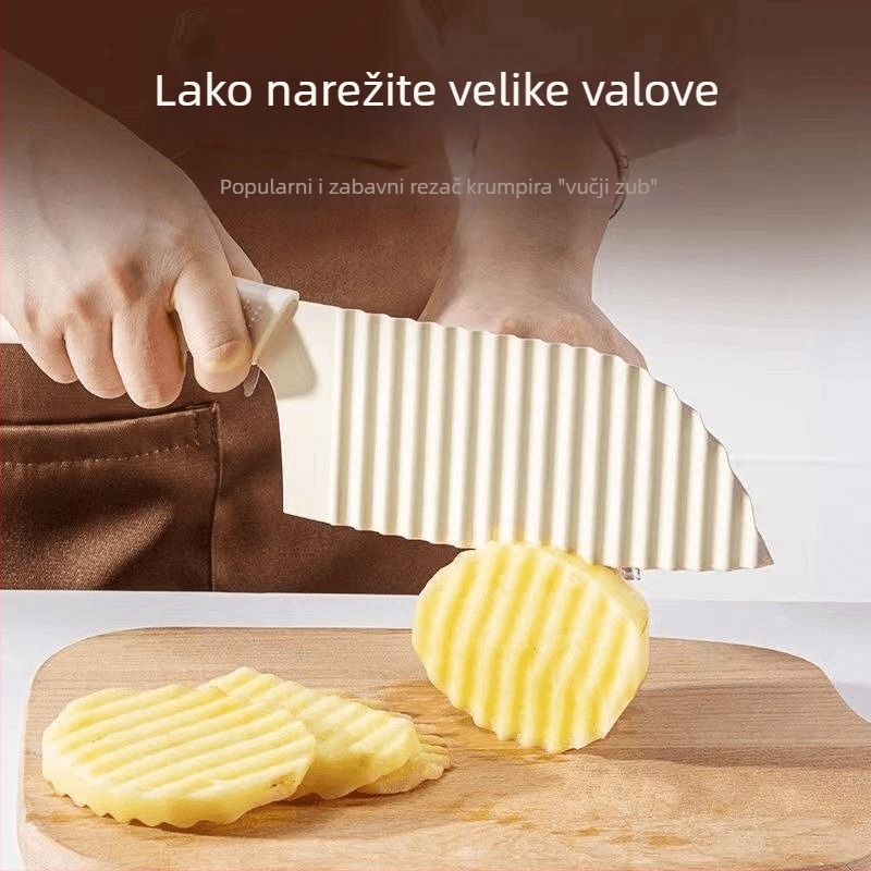 Nož za krumpir s valovitim oštrenjem, valoviti rezač za elegantne ploške krumpira, alat za čips krumpira, dodatni alat za pripremu dječje hrane