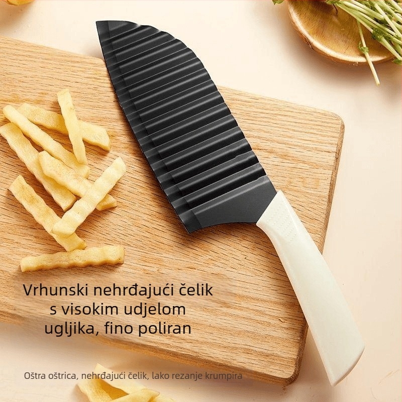 Nož za krumpir s valovitim oštrenjem, valoviti rezač za elegantne ploške krumpira, alat za čips krumpira, dodatni alat za pripremu dječje hrane