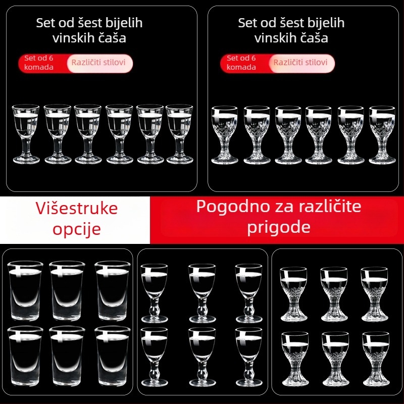 Stakleni set čaša za žestoko piće s dozatorom, male čašice, 6–10 kom.