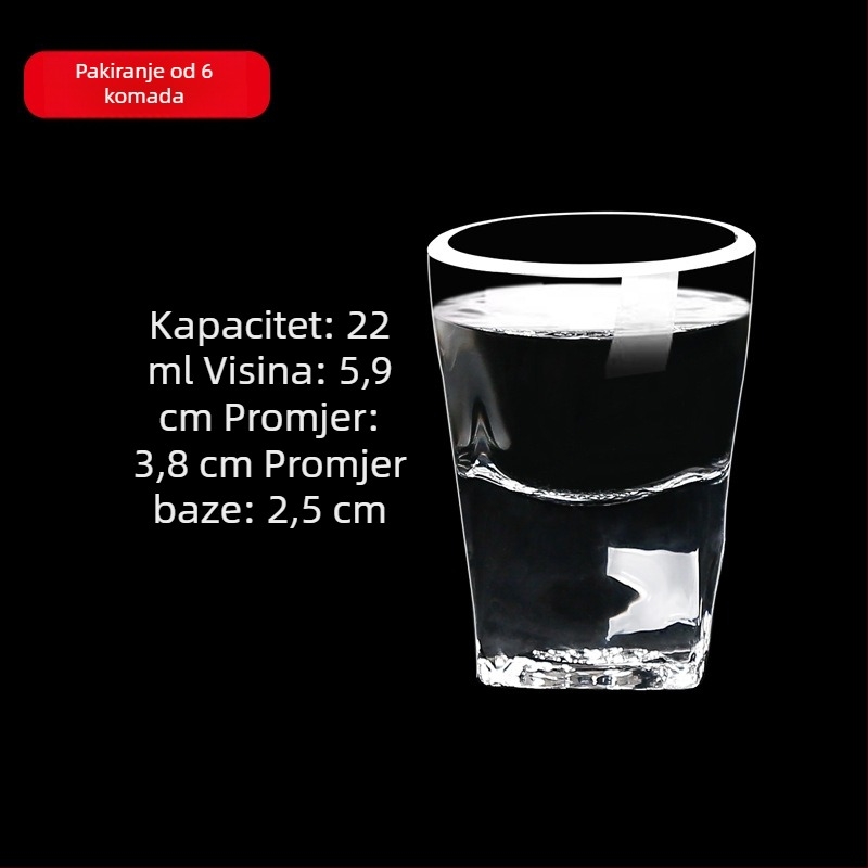 Stakleni set čaša za žestoko piće s dozatorom, male čašice, 6–10 kom.