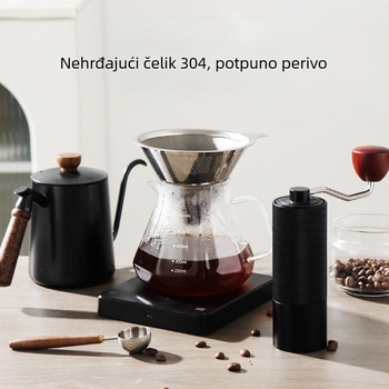 Filter za kavu od nehrđajućeg čelika za ručnu pripremu – šalica s mrežom visoke finosti, set bez papirnatih filtera