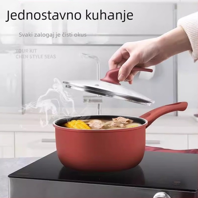 Neprijanjajući lonac za mlijeko za dječju hranu, mali kućni lonac za zagrijavanje mlijeka i dječje hrane, pogodan za indukciju i plinsku ploču