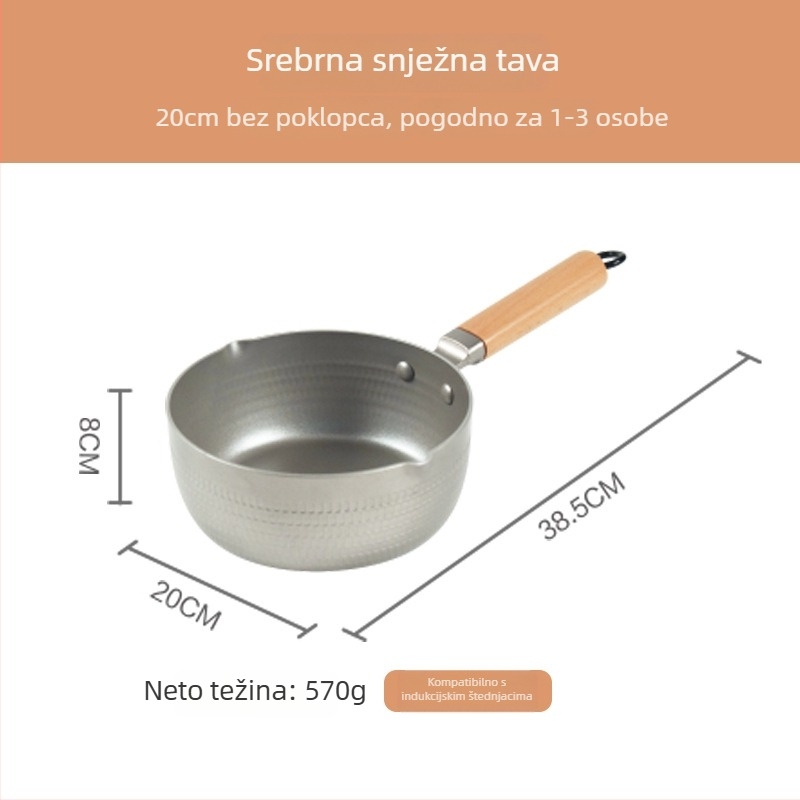 Japanski Yukihira lonac s debelim dnom, drvena ručka, nepreljevni lonac za mlijeko i juhu od aluminijske legure, pogodan za indukcijsku ploču, kućna upotreba