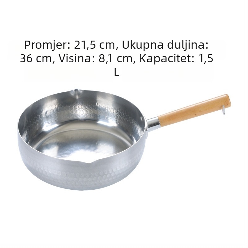 Lonac za mlijeko s drvenom drškom, debelo dno, ravno dno, za juhe i tjesteninu