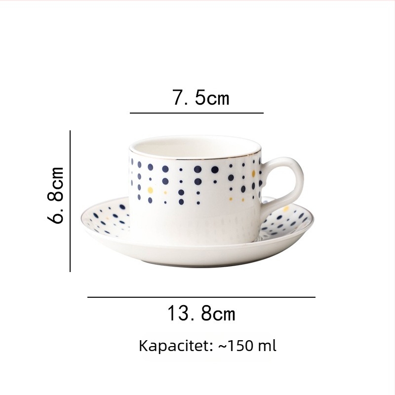 Šalica za kavu s tanjurićem i žličicom na metalnom stalku, keramički kreativni uredski set, nordijski stil