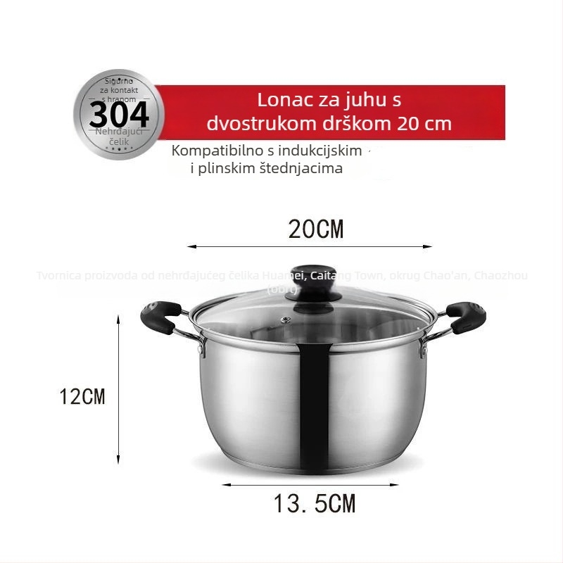 304 nehrđajući čelik, lončić za mlijeko s jednom ručkom, za dječju hranu, kućna mala posuda sa staklenim poklopcem