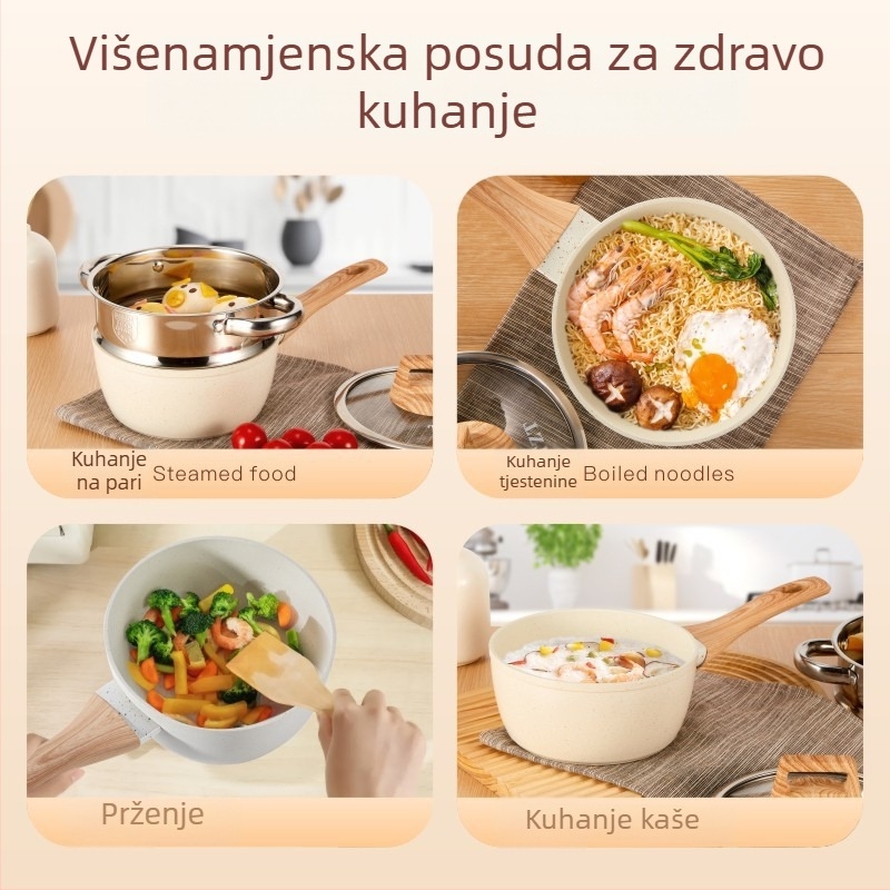 Maifan kamen mlijeko lonac, neprijanjajući, mali lonac za dječju hranu, kuhanje mlijeka i rezanaca, mini lončić za jednu porciju