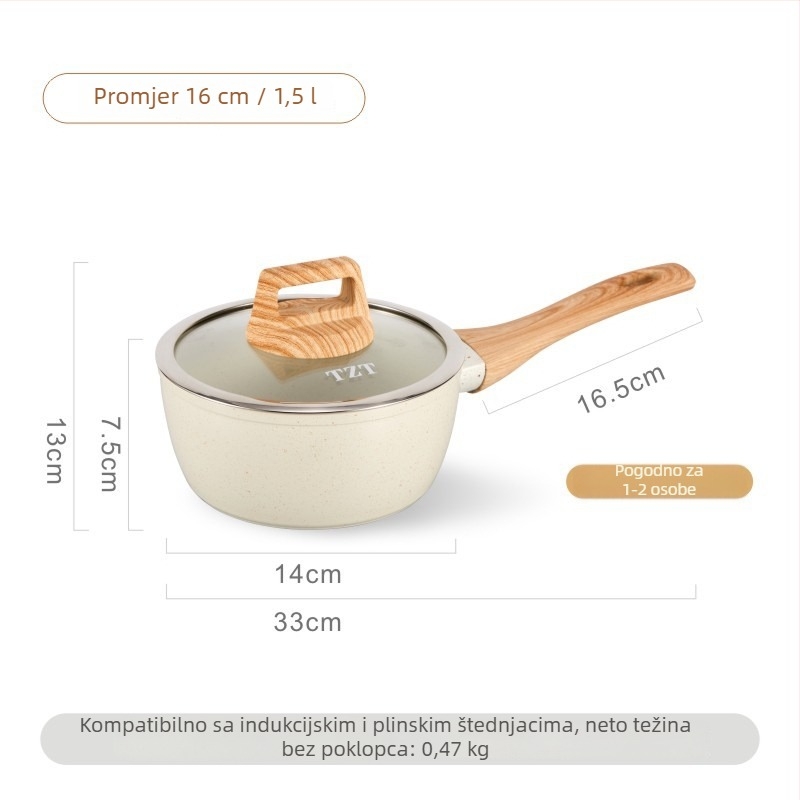 Maifan kamen mlijeko lonac, neprijanjajući, mali lonac za dječju hranu, kuhanje mlijeka i rezanaca, mini lončić za jednu porciju