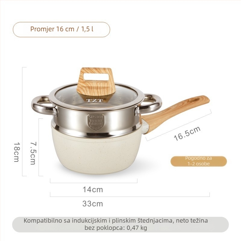 Maifan kamen mlijeko lonac, neprijanjajući, mali lonac za dječju hranu, kuhanje mlijeka i rezanaca, mini lončić za jednu porciju